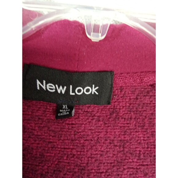 New Look Womens XL Burgundy hooded zip up sweatshirt athletic Y2K pockets - Picture 7 of 10